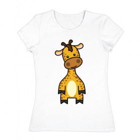 Женская футболка хлопок с принтом Зверинец в Кировске, 100% хлопок | прямой крой, круглый вырез горловины, длина до линии бедер, слегка спущенное плечо | животное | животные | жираф | звери | зверинец | зверь | милые | мульт | мультяшные | мультяшный
