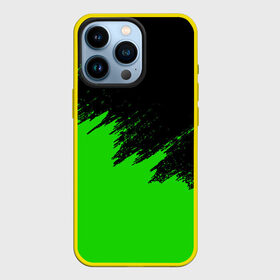 Чехол для iPhone 13 Pro с принтом КРАСКА И НИЧЕГО ЛИШНЕГО в Кировске,  |  | Тематика изображения на принте: color | dirty | green | texture | yellow.paints | брызги | брызги красок | желтый | зеленый | краски | текстура