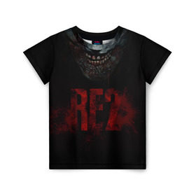 Детская футболка 3D с принтом Resident Evil 2 в Кировске, 100% гипоаллергенный полиэфир | прямой крой, круглый вырез горловины, длина до линии бедер, чуть спущенное плечо, ткань немного тянется | 2 | 2019 | dark | evil | game | horror | resident | zombie | зомби | зубы | игра | кровь | лого | обитель зла | ужас