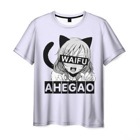 Мужская футболка 3D с принтом Ahegao в Кировске, 100% полиэфир | прямой крой, круглый вырез горловины, длина до линии бедер | ahegao | аниме | ахегао | мульт | мультфильм | сенпай | сэмпай
