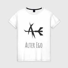 Женская футболка хлопок с принтом Alter Ego в Кировске, 100% хлопок | прямой крой, круглый вырез горловины, длина до линии бедер, слегка спущенное плечо | 