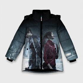 Зимняя куртка для девочек 3D с принтом Resident Evil 2 в Кировске, ткань верха — 100% полиэстер; подклад — 100% полиэстер, утеплитель — 100% полиэстер. | длина ниже бедра, удлиненная спинка, воротник стойка и отстегивающийся капюшон. Есть боковые карманы с листочкой на кнопках, утяжки по низу изделия и внутренний карман на молнии. 

Предусмотрены светоотражающий принт на спинке, радужный светоотражающий элемент на пуллере молнии и на резинке для утяжки. | 2 | biohazard | claire | evil | horror | raccoon | resident | survival | t virus | t вирус | выживание | зла | кеннеди | клэр | леон | обитель | раккун | редфилд | скотт | ужас