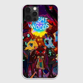 Чехол для iPhone 12 Pro с принтом Night in the Woods (1) в Кировске, силикон | область печати: задняя сторона чехла, без боковых панелей | Тематика изображения на принте: bear | cat | fox | night | night in the woods | woods | кот | лес | лис | медведь | ночь | ночь в лесу