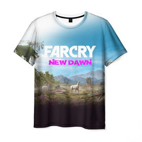 Мужская футболка 3D с принтом FAR CRY NEW DAWN в Кировске, 100% полиэфир | прямой крой, круглый вырез горловины, длина до линии бедер | action | far cry | far cry new dawn | game | gamer | montana | player | shooter | usa | врата эдема | знак | игра | культ | секта | символ | символика | шутер | эдем