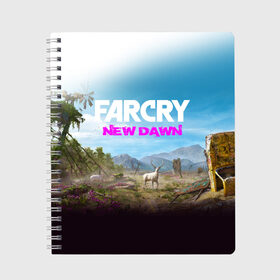 Тетрадь с принтом FAR CRY NEW DAWN в Кировске, 100% бумага | 48 листов, плотность листов — 60 г/м2, плотность картонной обложки — 250 г/м2. Листы скреплены сбоку удобной пружинной спиралью. Уголки страниц и обложки скругленные. Цвет линий — светло-серый
 | action | far cry | far cry new dawn | game | gamer | montana | player | shooter | usa | врата эдема | знак | игра | культ | секта | символ | символика | шутер | эдем