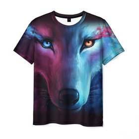 Мужская футболка 3D с принтом WOLF в Кировске, 100% полиэфир | прямой крой, круглый вырез горловины, длина до линии бедер | hunter | wild | wolf | волк | животные | звери | охотник
