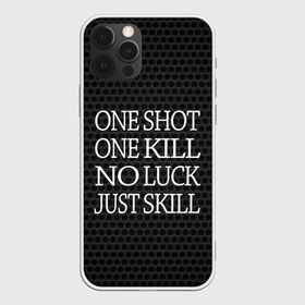 Чехол для iPhone 12 Pro Max с принтом One Shot One Kill в Кировске, Силикон |  | Тематика изображения на принте: counter strike. one shot | cs go | csgo | game | one kill | ван шот | лого | надпись | серый | текст