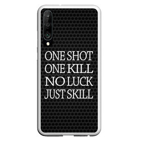 Чехол для Honor P30 с принтом One Shot One Kill в Кировске, Силикон | Область печати: задняя сторона чехла, без боковых панелей | Тематика изображения на принте: counter strike. one shot | cs go | csgo | game | one kill | ван шот | лого | надпись | серый | текст