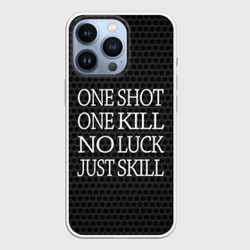 Чехол для iPhone 13 Pro с принтом One Shot One Kill в Кировске,  |  | counter strike. one shot | cs go | csgo | game | one kill | ван шот | лого | надпись | серый | текст