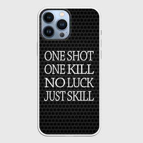 Чехол для iPhone 13 Pro Max с принтом One Shot One Kill в Кировске,  |  | counter strike. one shot | cs go | csgo | game | one kill | ван шот | лого | надпись | серый | текст