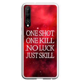 Чехол для Honor P30 с принтом One Shot One Kill в Кировске, Силикон | Область печати: задняя сторона чехла, без боковых панелей | Тематика изображения на принте: counter strike. one shot | cs go | csgo | game | one kill | ван шот | красный | лого | надпись | текст