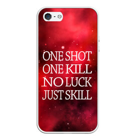 Чехол для iPhone 5/5S матовый с принтом One Shot One Kill в Кировске, Силикон | Область печати: задняя сторона чехла, без боковых панелей | Тематика изображения на принте: counter strike. one shot | cs go | csgo | game | one kill | ван шот | красный | лого | надпись | текст