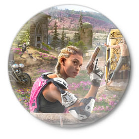 Значок с принтом Far Cry New Dawn в Кировске,  металл | круглая форма, металлическая застежка в виде булавки | Тематика изображения на принте: 