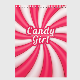 Скетчбук с принтом Candy Girl в Кировске, 100% бумага
 | 48 листов, плотность листов — 100 г/м2, плотность картонной обложки — 250 г/м2. Листы скреплены сверху удобной пружинной спиралью | вкусняшка | карамель | конфета | милый | няша | розовый | сладкая девочка | сладость