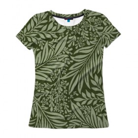 Женская футболка 3D с принтом Flowers Green в Кировске, 100% полиэфир ( синтетическое хлопкоподобное полотно) | прямой крой, круглый вырез горловины, длина до линии бедер | art | flower | green | абстракция | арт | листья | пано | цветы