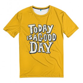 Мужская футболка 3D с принтом Good Day в Кировске, 100% полиэфир | прямой крой, круглый вырез горловины, длина до линии бедер | день | краска | мода | прикол | пятна | синий | тренд | улыбка | яркие