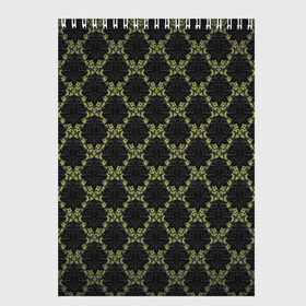 Скетчбук с принтом Victorian - 36577512ik в Кировске, 100% бумага
 | 48 листов, плотность листов — 100 г/м2, плотность картонной обложки — 250 г/м2. Листы скреплены сверху удобной пружинной спиралью | 36577512ik | black | gothic | gray | green | lace | pattern | style | texture | victorian | wallpaper | викторианский | готика | зеленый | кружево | обои | серый | стиль | текстура | черный
