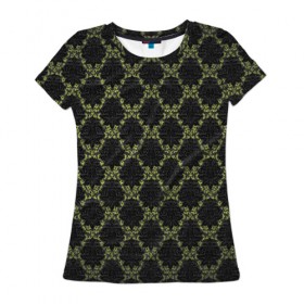 Женская футболка 3D с принтом Victorian - 36577512ik в Кировске, 100% полиэфир ( синтетическое хлопкоподобное полотно) | прямой крой, круглый вырез горловины, длина до линии бедер | 36577512ik | black | gothic | gray | green | lace | pattern | style | texture | victorian | wallpaper | викторианский | готика | зеленый | кружево | обои | серый | стиль | текстура | черный