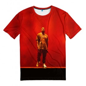 Мужская футболка 3D с принтом Kanye West Red On Stage в Кировске, 100% полиэфир | прямой крой, круглый вырез горловины, длина до линии бедер | 