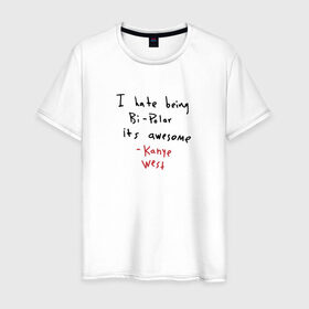 Мужская футболка хлопок с принтом Kanye West Hate Being Bipolar в Кировске, 100% хлопок | прямой крой, круглый вырез горловины, длина до линии бедер, слегка спущенное плечо. | Тематика изображения на принте: kanye | kanye west | yandhi | кани | кани вест | кани вэст | янди