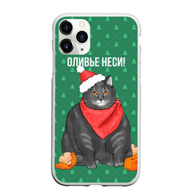 Чехол для iPhone 11 Pro Max матовый с принтом Кот хочет кушот в Кировске, Силикон |  | кот | кушот | новый год | оливье | толстый кот