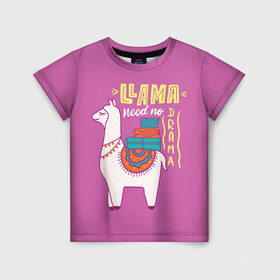 Детская футболка 3D с принтом Lama в Кировске, 100% гипоаллергенный полиэфир | прямой крой, круглый вырез горловины, длина до линии бедер, чуть спущенное плечо, ткань немного тянется | glama | lama | анд | горы | дикое | домашнее | животное | индейци | лама | мех | шерсть