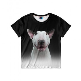 Детская футболка 3D с принтом Oh snap! в Кировске, 100% гипоаллергенный полиэфир | прямой крой, круглый вырез горловины, длина до линии бедер, чуть спущенное плечо, ткань немного тянется | Тематика изображения на принте: bull terrier | dog |   | бультерьер | собака