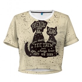 Женская футболка 3D укороченная с принтом Friends в Кировске, 100% полиэстер | круглая горловина, длина футболки до линии талии, рукава с отворотами | мода | мотивация | настроения | позитив | прикол | пятна | тренд | яркие