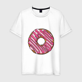 Мужская футболка хлопок с принтом Пончик в Кировске, 100% хлопок | прямой крой, круглый вырез горловины, длина до линии бедер, слегка спущенное плечо. | donut | simpsons | барт | вкус | гомер | еда | кафе | кок | кухня | пища | повар | пончик | ресторан | симпсоны | сладкий