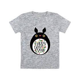 Детская футболка хлопок с принтом Totoro - Happy New Year в Кировске, 100% хлопок | круглый вырез горловины, полуприлегающий силуэт, длина до линии бедер | 