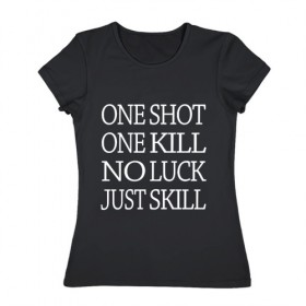 Женская футболка хлопок с принтом One Shot Battlefield в Кировске, 100% хлопок | прямой крой, круглый вырез горловины, длина до линии бедер, слегка спущенное плечо | 2019 | 5 | battlefield | game | logo | one kill | one shot | skill | v