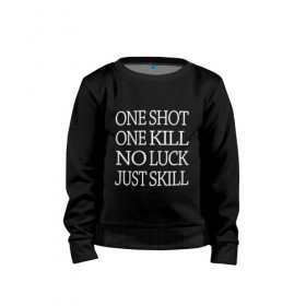 Детский свитшот хлопок с принтом One Shot Battlefield в Кировске, 100% хлопок | круглый вырез горловины, эластичные манжеты, пояс и воротник | 2019 | 5 | battlefield | game | logo | one kill | one shot | skill | v