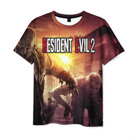 Мужская футболка 3D с принтом Resident Evil 2 в Кировске, 100% полиэфир | прямой крой, круглый вырез горловины, длина до линии бедер | 2 | biohazard | evil | g | horror | resident | survival | вирус | зла | зомби | монстры | обитель