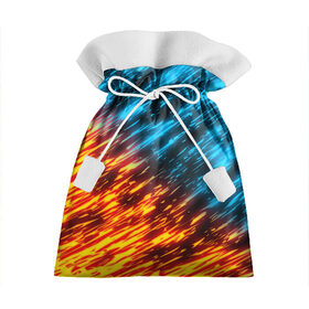 Подарочный 3D мешок с принтом БИТВА СТИХИЙ в Кировске, 100% полиэстер | Размер: 29*39 см | Тематика изображения на принте: blue | bright | fire | heat | ice | light | orange | wildfire | битва огней | битва стихий | искры | огненный | огонь | оранжевый | пламя | пожар