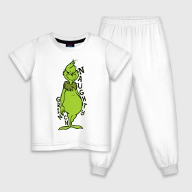 Детская пижама хлопок с принтом Naughty Grinch в Кировске, 100% хлопок |  брюки и футболка прямого кроя, без карманов, на брюках мягкая резинка на поясе и по низу штанин
 | grinch | гринч | новый год | рождество