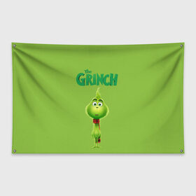 Флаг-баннер с принтом The Grinch в Кировске, 100% полиэстер | размер 67 х 109 см, плотность ткани — 95 г/м2; по краям флага есть четыре люверса для крепления | grinch | гринч | новый год | рождество