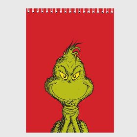 Скетчбук с принтом Grinch в Кировске, 100% бумага
 | 48 листов, плотность листов — 100 г/м2, плотность картонной обложки — 250 г/м2. Листы скреплены сверху удобной пружинной спиралью | Тематика изображения на принте: grinch | гринч | новый год | рождество