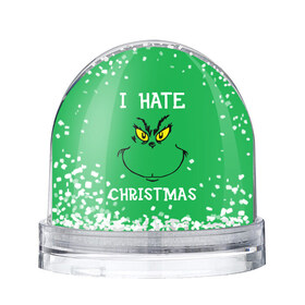 Снежный шар с принтом I hate christmas в Кировске, Пластик | Изображение внутри шара печатается на глянцевой фотобумаге с двух сторон | grinch | гринч | новый год | рождество