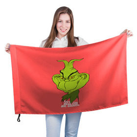 Флаг 3D с принтом Mr. Grinch в Кировске, 100% полиэстер | плотность ткани — 95 г/м2, размер — 67 х 109 см. Принт наносится с одной стороны | grinch | гринч | новый год | рождество