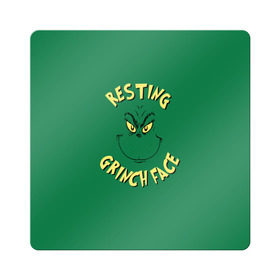 Магнит виниловый Квадрат с принтом Resting Grinch Face в Кировске, полимерный материал с магнитным слоем | размер 9*9 см, закругленные углы | Тематика изображения на принте: grinch | гринч | новый год | рождество