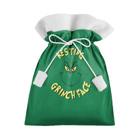 Подарочный 3D мешок с принтом Resting Grinch Face в Кировске, 100% полиэстер | Размер: 29*39 см | Тематика изображения на принте: grinch | гринч | новый год | рождество