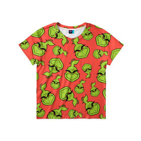 Детская футболка 3D с принтом Grinch в Кировске, 100% гипоаллергенный полиэфир | прямой крой, круглый вырез горловины, длина до линии бедер, чуть спущенное плечо, ткань немного тянется | Тематика изображения на принте: grinch | гринч | новый год | рождество