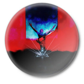 Значок с принтом Джордж Уотерс из Pink Floyd в Кировске,  металл | круглая форма, металлическая застежка в виде булавки | 