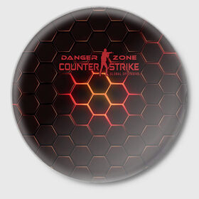 Значок с принтом Counter Strike Danger Zone в Кировске,  металл | круглая форма, металлическая застежка в виде булавки | 