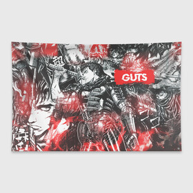 Флаг-баннер с принтом Guts в Кировске, 100% полиэстер | размер 67 х 109 см, плотность ткани — 95 г/м2; по краям флага есть четыре люверса для крепления | anime | berserk | guts | аниме | берсерк | гатс