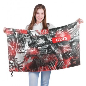 Флаг 3D с принтом Guts в Кировске, 100% полиэстер | плотность ткани — 95 г/м2, размер — 67 х 109 см. Принт наносится с одной стороны | anime | berserk | guts | аниме | берсерк | гатс