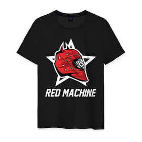 Мужская футболка хлопок с принтом Red machine - Красная машина в Кировске, 100% хлопок | прямой крой, круглый вырез горловины, длина до линии бедер, слегка спущенное плечо. | hockey | machine | red | russia | team | красная | машина | россия | сборная | хоккей