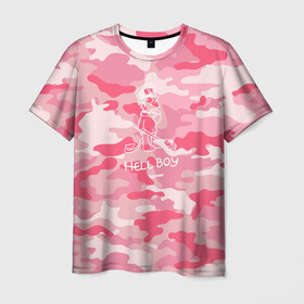 Мужская футболка 3D с принтом Hellboy в Кировске, 100% полиэфир | прямой крой, круглый вырез горловины, длина до линии бедер | hellboy | hip hop | lil | lil peep | pink | pip | rap | барт | камуфляж | камуфляж розовый | лил | лилпип | пип | реп | симпсон | симпсоны | толстовка лил пипа | хеллбой | хипхоп