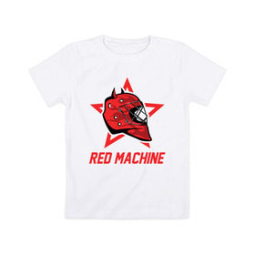 Детская футболка хлопок с принтом Red Machine - Красная Машина в Кировске, 100% хлопок | круглый вырез горловины, полуприлегающий силуэт, длина до линии бедер | Тематика изображения на принте: hockey | machine | red | russia | team | красная | машина | россия | сборная | хоккей