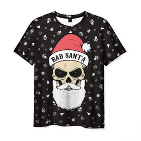 Мужская футболка 3D с принтом Bad Santa в Кировске, 100% полиэфир | прямой крой, круглый вырез горловины, длина до линии бедер | 